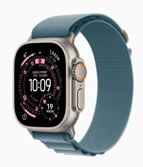 Apple Watch Ultra 3 Cellular 49mm Natural Titanium Case with Light Blue Alpine Loop - Large
